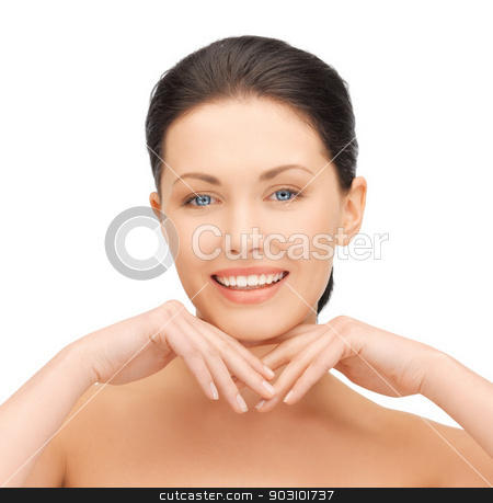 To use this stock image in your creative project, please select the size you need over to the right and click the "Add to Cart" button.
Your downloaded image will come with the Cutcaster watermark removed so don’t worry about the watermark you see on this page. face and hands of beautiful woman stock photo, bright closeup portrait picture of beautiful woman by Syda Productions