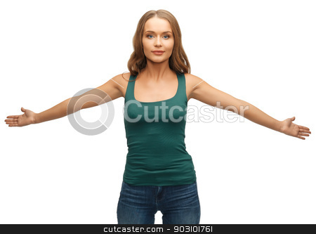 To use this stock image in your creative project, please select the size you need over to the right and click the "Add to Cart" button.
Your downloaded image will come with the Cutcaster watermark removed so don’t worry about the watermark you see on this page. woman spreading hands stock photo, picture of happy and smiling woman spreading hands. by Syda Productions