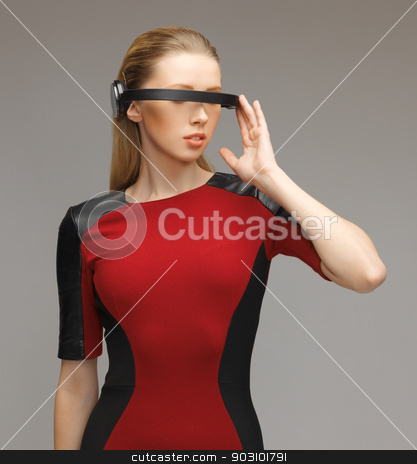 To use this stock image in your creative project, please select the size you need over to the right and click the "Add to Cart" button.
Your downloaded image will come with the Cutcaster watermark removed so don’t worry about the watermark you see on this page. woman with futuristic glasses stock photo, picture of beautiful woman with futuristic glasses by Syda Productions