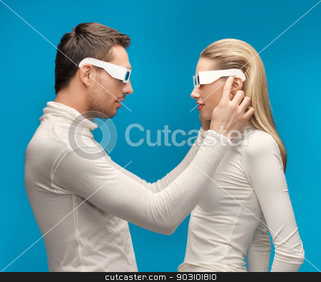To use this stock image in your creative project, please select the size you need over to the right and click the "Add to Cart" button.
Your downloaded image will come with the Cutcaster watermark removed so don’t worry about the watermark you see on this page. man and woman with 3d glasses stock photo, picture of man and woman with 3d glasses by Syda Productions