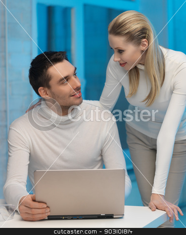 To use this stock image in your creative project, please select the size you need over to the right and click the "Add to Cart" button.
Your downloaded image will come with the Cutcaster watermark removed so don’t worry about the watermark you see on this page. man and woman in laboratory stock photo, picture of man and woman in space laboratory by Syda Productions
