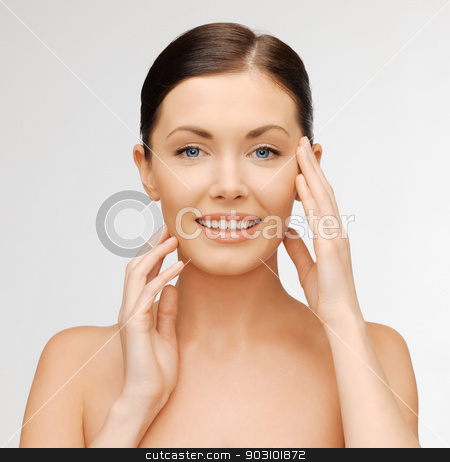 To use this stock image in your creative project, please select the size you need over to the right and click the "Add to Cart" button.
Your downloaded image will come with the Cutcaster watermark removed so don’t worry about the watermark you see on this page. face and hands of beautiful woman stock photo, bright closeup portrait picture of beautiful woman by Syda Productions