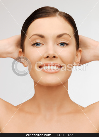 To use this stock image in your creative project, please select the size you need over to the right and click the "Add to Cart" button.
Your downloaded image will come with the Cutcaster watermark removed so don’t worry about the watermark you see on this page. face and hands of beautiful woman stock photo, bright closeup portrait picture of beautiful woman by Syda Productions
