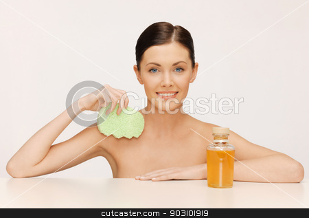 To use this stock image in your creative project, please select the size you need over to the right and click the "Add to Cart" button.
Your downloaded image will come with the Cutcaster watermark removed so don’t worry about the watermark you see on this page. woman with sponge stock photo, picture of woman with sponge and cosmetic bottles by Syda Productions