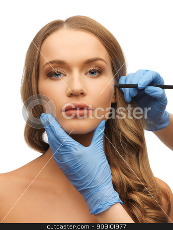 To use this stock image in your creative project, please select the size you need over to the right and click the "Add to Cart" button.
Your downloaded image will come with the Cutcaster watermark removed so don’t worry about the watermark you see on this page. woman face and beautician hands stock photo, picture of woman face and beautician hands with pencil by Syda Productions