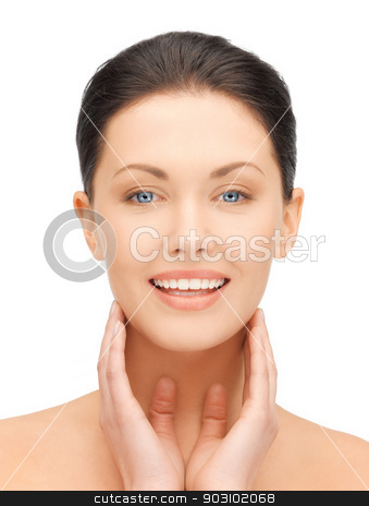 To use this stock image in your creative project, please select the size you need over to the right and click the "Add to Cart" button.
Your downloaded image will come with the Cutcaster watermark removed so don’t worry about the watermark you see on this page. face and hands of beautiful woman stock photo, bright closeup portrait picture of beautiful woman by Syda Productions