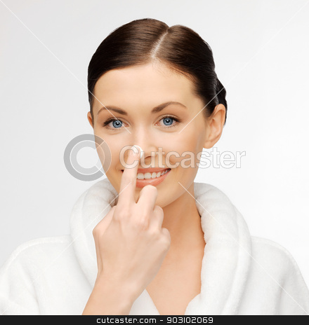 To use this stock image in your creative project, please select the size you need over to the right and click the "Add to Cart" button.
Your downloaded image will come with the Cutcaster watermark removed so don’t worry about the watermark you see on this page. woman in bathrobe applying creme stock photo, picture of beautiful woman in bathrobe applying creme by Syda Productions