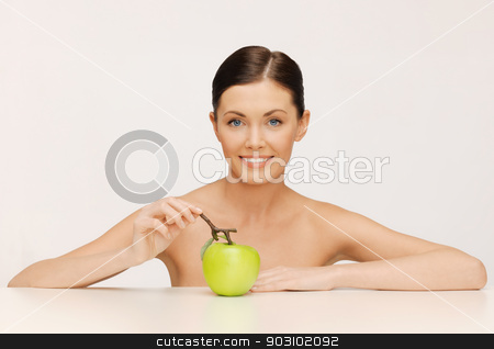 To use this stock image in your creative project, please select the size you need over to the right and click the "Add to Cart" button.
Your downloaded image will come with the Cutcaster watermark removed so don’t worry about the watermark you see on this page. woman with green apple stock photo, picture of beautiful woman with green apple. by Syda Productions