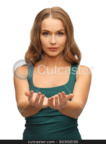 To use this stock image in your creative project, please select the size you need over to the right and click the "Add to Cart" button.
Your downloaded image will come with the Cutcaster watermark removed so don’t worry about the watermark you see on this page. woman holding something on the palms stock photo, picture of woman holding something on the palms by Syda Productions