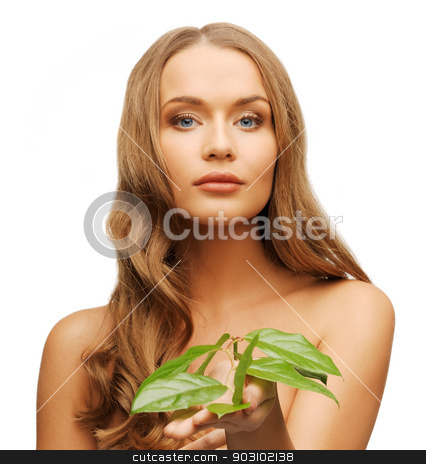To use this stock image in your creative project, please select the size you need over to the right and click the "Add to Cart" button.
Your downloaded image will come with the Cutcaster watermark removed so don’t worry about the watermark you see on this page. woman with green leaf stock photo, picture of woman with green leaf over white. by Syda Productions