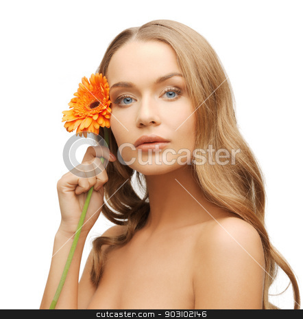 To use this stock image in your creative project, please select the size you need over to the right and click the "Add to Cart" button.
Your downloaded image will come with the Cutcaster watermark removed so don’t worry about the watermark you see on this page. lovely woman with gerbera flower stock photo, bright picture of lovely woman with gerbera flower. by Syda Productions