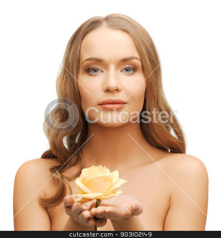 To use this stock image in your creative project, please select the size you need over to the right and click the "Add to Cart" button.
Your downloaded image will come with the Cutcaster watermark removed so don’t worry about the watermark you see on this page. lovely woman with rose flower stock photo, bright picture of lovely woman with rose flower. by Syda Productions