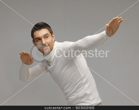 To use this stock image in your creative project, please select the size you need over to the right and click the "Add to Cart" button.
Your downloaded image will come with the Cutcaster watermark removed so don’t worry about the watermark you see on this page. man working with something imaginary stock photo, picture of futuristic man working with something imaginary. by Syda Productions