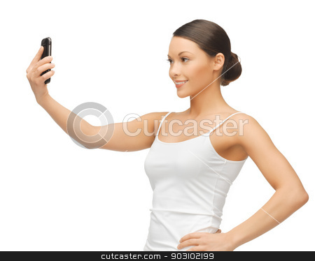 To use this stock image in your creative project, please select the size you need over to the right and click the "Add to Cart" button.
Your downloaded image will come with the Cutcaster watermark removed so don’t worry about the watermark you see on this page. woman with smartphone stock photo, bright picture of beautiful woman with smartphone by Syda Productions