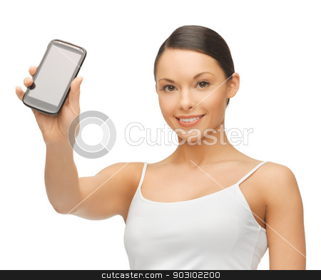 To use this stock image in your creative project, please select the size you need over to the right and click the "Add to Cart" button.
Your downloaded image will come with the Cutcaster watermark removed so don’t worry about the watermark you see on this page. woman with smartphone stock photo, bright picture of beautiful woman with smartphone by Syda Productions