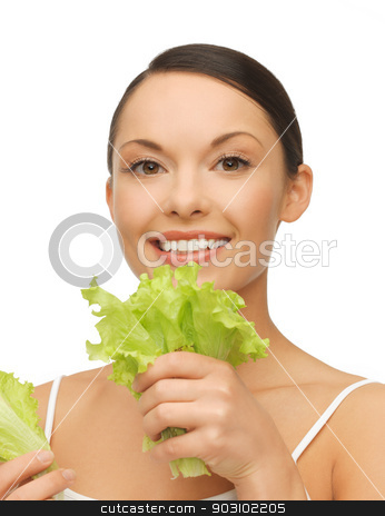 To use this stock image in your creative project, please select the size you need over to the right and click the "Add to Cart" button.
Your downloaded image will come with the Cutcaster watermark removed so don’t worry about the watermark you see on this page. woman with lettuce stock photo, bright picture of beautiful woman with lettuce by Syda Productions