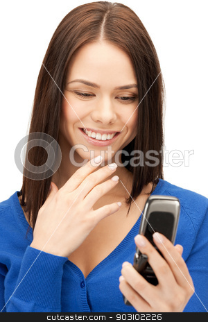 To use this stock image in your creative project, please select the size you need over to the right and click the "Add to Cart" button.
Your downloaded image will come with the Cutcaster watermark removed so don’t worry about the watermark you see on this page. woman with cell phone stock photo, bright picture of woman with cell phone by Syda Productions