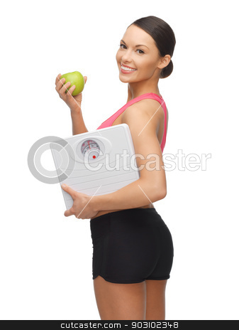 To use this stock image in your creative project, please select the size you need over to the right and click the "Add to Cart" button.
Your downloaded image will come with the Cutcaster watermark removed so don’t worry about the watermark you see on this page. woman with apple and weight scale stock photo, picture of sporty woman with apple and weight scale by Syda Productions