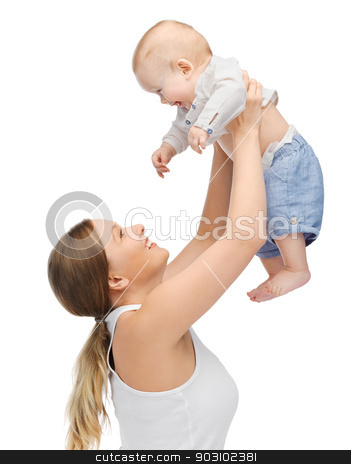 To use this stock image in your creative project, please select the size you need over to the right and click the "Add to Cart" button.
Your downloaded image will come with the Cutcaster watermark removed so don’t worry about the watermark you see on this page. happy mother with adorable baby stock photo, picture of happy mother with adorable baby. by Syda Productions