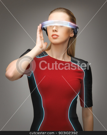 To use this stock image in your creative project, please select the size you need over to the right and click the "Add to Cart" button.
Your downloaded image will come with the Cutcaster watermark removed so don’t worry about the watermark you see on this page. woman with futuristic glasses stock photo, picture of beautiful woman with futuristic glasses by Syda Productions