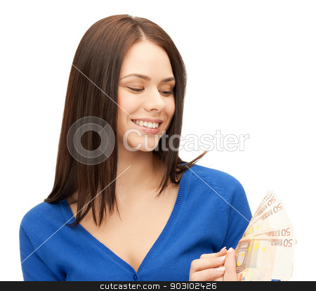 To use this stock image in your creative project, please select the size you need over to the right and click the "Add to Cart" button.
Your downloaded image will come with the Cutcaster watermark removed so don’t worry about the watermark you see on this page. woman with euro cash money stock photo, picture of lovely woman with euro cash money. by Syda Productions