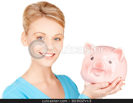 To use this stock image in your creative project, please select the size you need over to the right and click the "Add to Cart" button.
Your downloaded image will come with the Cutcaster watermark removed so don’t worry about the watermark you see on this page. lovely woman with piggy bank stock photo, picture of lovely woman with piggy bank.. by Syda Productions