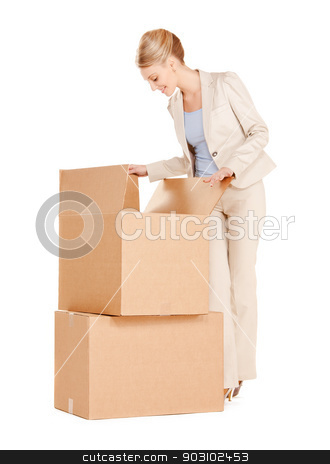 To use this stock image in your creative project, please select the size you need over to the right and click the "Add to Cart" button.
Your downloaded image will come with the Cutcaster watermark removed so don’t worry about the watermark you see on this page. businesswoman with big boxes stock photo, picture of attractive businesswoman with big boxes by Syda Productions