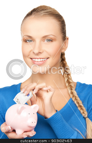 To use this stock image in your creative project, please select the size you need over to the right and click the "Add to Cart" button.
Your downloaded image will come with the Cutcaster watermark removed so don’t worry about the watermark you see on this page. lovely woman with piggy bank and money stock photo, picture of lovely woman with piggy bank and money by Syda Productions