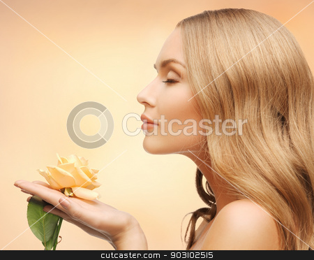 To use this stock image in your creative project, please select the size you need over to the right and click the "Add to Cart" button.
Your downloaded image will come with the Cutcaster watermark removed so don’t worry about the watermark you see on this page. lovely woman with rose flower stock photo, bright picture of lovely woman with rose flower by Syda Productions