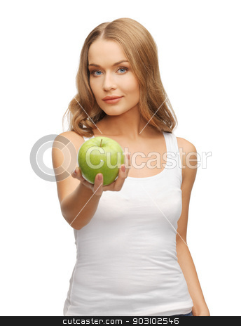 To use this stock image in your creative project, please select the size you need over to the right and click the "Add to Cart" button.
Your downloaded image will come with the Cutcaster watermark removed so don’t worry about the watermark you see on this page. woman with green apple stock photo, picture of beautiful woman with green apple by Syda Productions