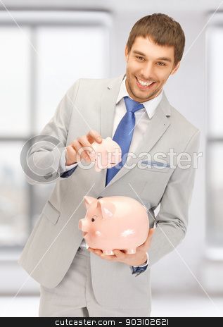 To use this stock image in your creative project, please select the size you need over to the right and click the "Add to Cart" button.
Your downloaded image will come with the Cutcaster watermark removed so don’t worry about the watermark you see on this page. man with two piggy banks stock photo, picture of handsome man with two piggy banks by Syda Productions