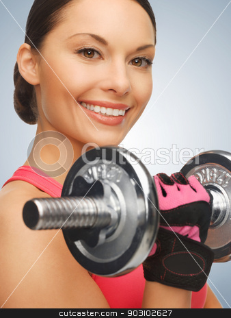 To use this stock image in your creative project, please select the size you need over to the right and click the "Add to Cart" button.
Your downloaded image will come with the Cutcaster watermark removed so don’t worry about the watermark you see on this page. woman with dumbbells stock photo, picture of beautiful sporty woman with dumbbell by Syda Productions
