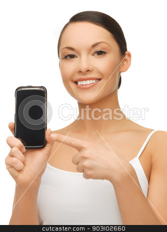 To use this stock image in your creative project, please select the size you need over to the right and click the "Add to Cart" button.
Your downloaded image will come with the Cutcaster watermark removed so don’t worry about the watermark you see on this page. woman with smartphone stock photo, bright picture of beautiful woman with smartphone by Syda Productions