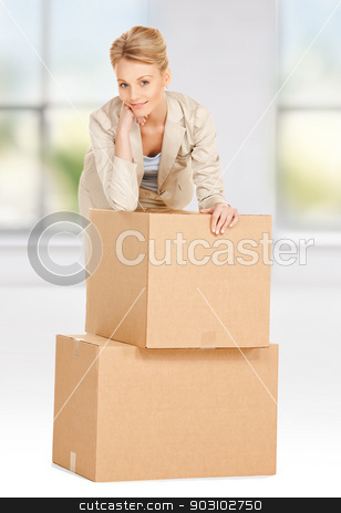 To use this stock image in your creative project, please select the size you need over to the right and click the "Add to Cart" button.
Your downloaded image will come with the Cutcaster watermark removed so don’t worry about the watermark you see on this page. attractive businesswoman with big boxes stock photo, picture of attractive businesswoman with big boxes by Syda Productions