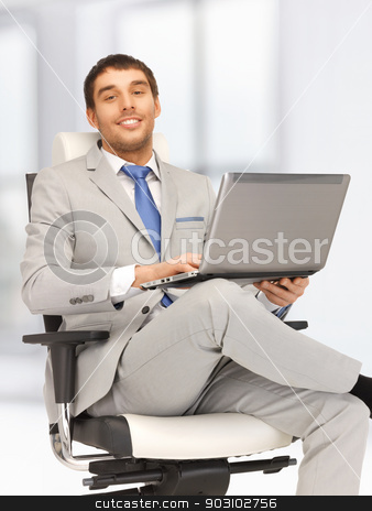 To use this stock image in your creative project, please select the size you need over to the right and click the "Add to Cart" button.
Your downloaded image will come with the Cutcaster watermark removed so don’t worry about the watermark you see on this page. young businessman sitting in chair with laptop stock photo, picture of young businessman sitting in chair with laptop by Syda Productions