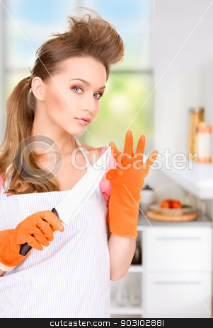 To use this stock image in your creative project, please select the size you need over to the right and click the "Add to Cart" button.
Your downloaded image will come with the Cutcaster watermark removed so don’t worry about the watermark you see on this page. housewife with big knife stock photo, picture of beautiful housewife with big knife by Syda Productions