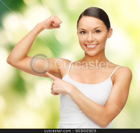 To use this stock image in your creative project, please select the size you need over to the right and click the "Add to Cart" button.
Your downloaded image will come with the Cutcaster watermark removed so don’t worry about the watermark you see on this page. beautiful sporty woman stock photo, picture of beautiful sporty woman flexing her biceps by Syda Productions