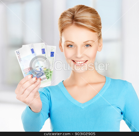 To use this stock image in your creative project, please select the size you need over to the right and click the "Add to Cart" button.
Your downloaded image will come with the Cutcaster watermark removed so don’t worry about the watermark you see on this page. woman with euro cash money stock photo, picture of lovely woman with euro cash money by Syda Productions