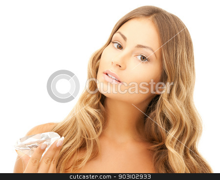 To use this stock image in your creative project, please select the size you need over to the right and click the "Add to Cart" button.
Your downloaded image will come with the Cutcaster watermark removed so don’t worry about the watermark you see on this page. beautiful woman with diamond stock photo, face and hands of beautiful woman with diamond by Syda Productions