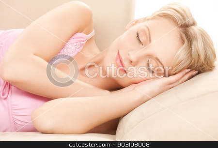 To use this stock image in your creative project, please select the size you need over to the right and click the "Add to Cart" button.
Your downloaded image will come with the Cutcaster watermark removed so don’t worry about the watermark you see on this page. sleeping woman at home stock photo, picture of happy sleeping woman at home by Syda Productions