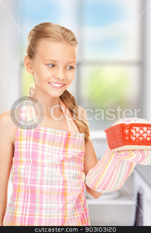 To use this stock image in your creative project, please select the size you need over to the right and click the "Add to Cart" button.
Your downloaded image will come with the Cutcaster watermark removed so don’t worry about the watermark you see on this page. little housewife stock photo, bright picture of cooking girl over white by Syda Productions