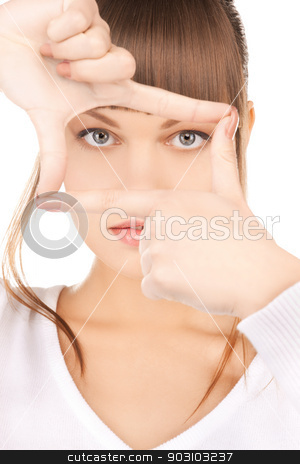 To use this stock image in your creative project, please select the size you need over to the right and click the "Add to Cart" button.
Your downloaded image will come with the Cutcaster watermark removed so don’t worry about the watermark you see on this page. woman creating a frame with fingers stock photo, picture of lovely woman creating a frame with fingers by Syda Productions