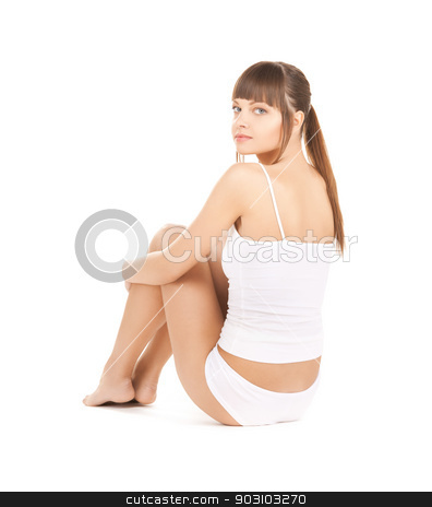 To use this stock image in your creative project, please select the size you need over to the right and click the "Add to Cart" button.
Your downloaded image will come with the Cutcaster watermark removed so don’t worry about the watermark you see on this page. beautiful woman in cotton underwear stock photo, picture of beautiful woman in cotton underwear by Syda Productions