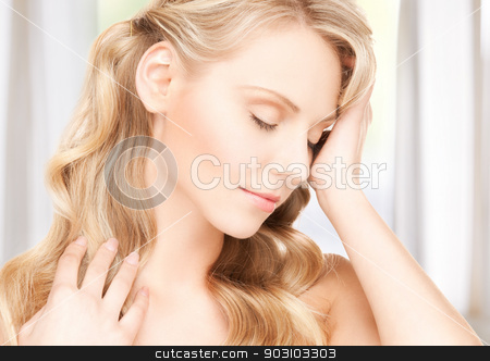 To use this stock image in your creative project, please select the size you need over to the right and click the "Add to Cart" button.
Your downloaded image will come with the Cutcaster watermark removed so don’t worry about the watermark you see on this page. depressed woman stock photo, СЃloseup portrait of a young woman looking depressed by Syda Productions