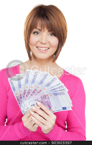 To use this stock image in your creative project, please select the size you need over to the right and click the "Add to Cart" button.
Your downloaded image will come with the Cutcaster watermark removed so don’t worry about the watermark you see on this page. woman with euro cash money stock photo, picture of lovely woman with euro cash money. by Syda Productions