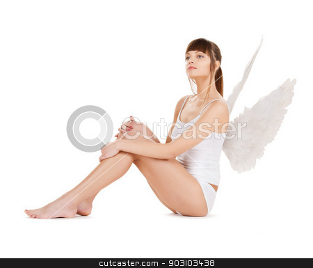 To use this stock image in your creative project, please select the size you need over to the right and click the "Add to Cart" button.
Your downloaded image will come with the Cutcaster watermark removed so don’t worry about the watermark you see on this page. white lingerie angel girl stock photo, bright picture of white lingerie angel girl. by Syda Productions