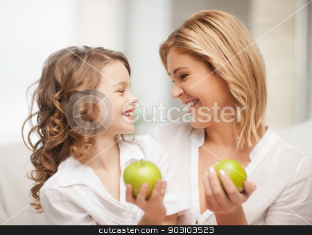 To use this stock image in your creative project, please select the size you need over to the right and click the "Add to Cart" button.
Your downloaded image will come with the Cutcaster watermark removed so don’t worry about the watermark you see on this page. mother and daughter stock photo, picture of mother and daughter with green apples by Syda Productions
