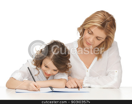 To use this stock image in your creative project, please select the size you need over to the right and click the "Add to Cart" button.
Your downloaded image will come with the Cutcaster watermark removed so don’t worry about the watermark you see on this page. mother and daughter stock photo, picture of mother and daughter doing home work by Syda Productions