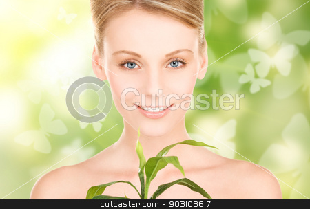To use this stock image in your creative project, please select the size you need over to the right and click the "Add to Cart" button.
Your downloaded image will come with the Cutcaster watermark removed so don’t worry about the watermark you see on this page. woman with sprout and butterflies stock photo, woman with sprout and butterflies over green background by Syda Productions