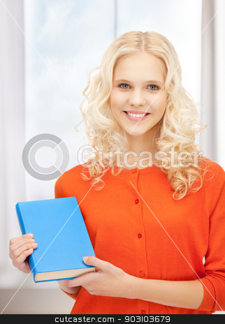 To use this stock image in your creative project, please select the size you need over to the right and click the "Add to Cart" button.
Your downloaded image will come with the Cutcaster watermark removed so don’t worry about the watermark you see on this page. happy and smiling woman with book stock photo, bright picture of happy and smiling woman with book by Syda Productions